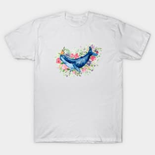 Humpback Whale with Florals T-Shirt